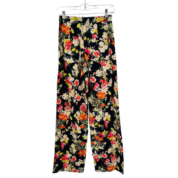 Zara Woman Black Multicolor Floral Cotton Blend Pants Women Sz XS - Picture 3 of 13
